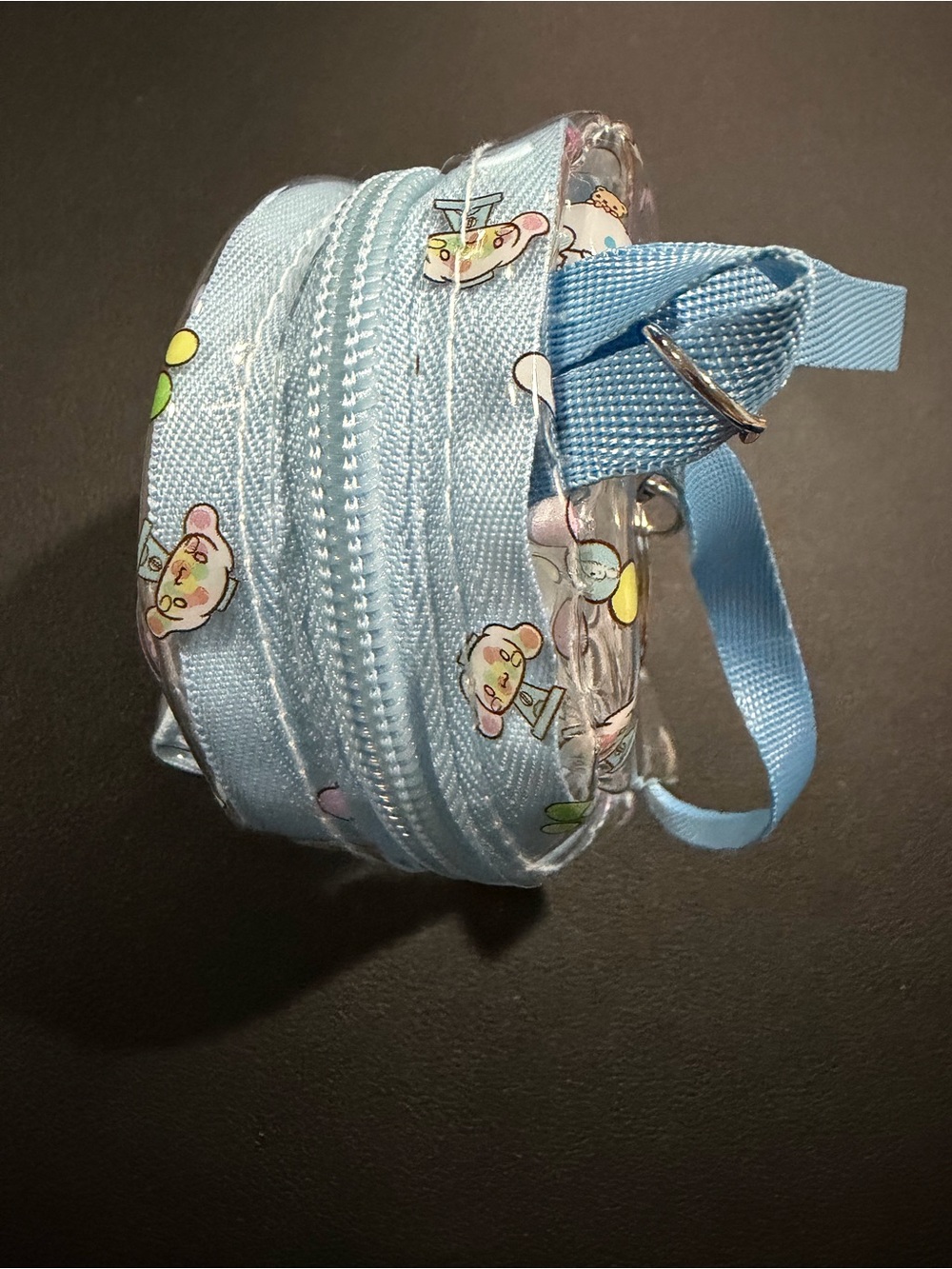 Sanrio Cinnamoroll Clear Mini Backpack Keychain in Light Blue Trim - Picture 4 of 4